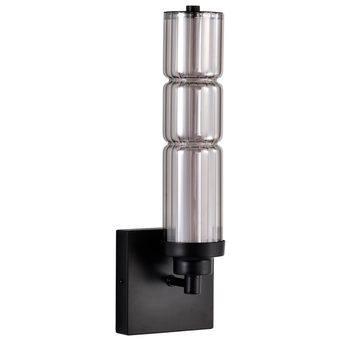 SATCO/NUVO Evander LED Wall Sconce Matte Black Finish Smoked Glass (62-2453)