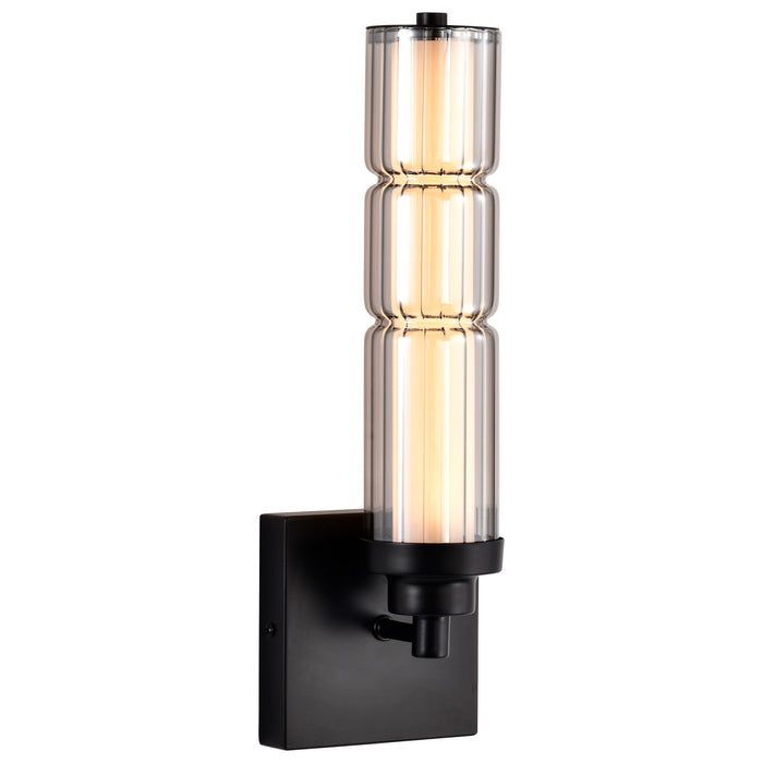 SATCO/NUVO Evander LED Wall Sconce Matte Black Finish Smoked Glass (62-2453)