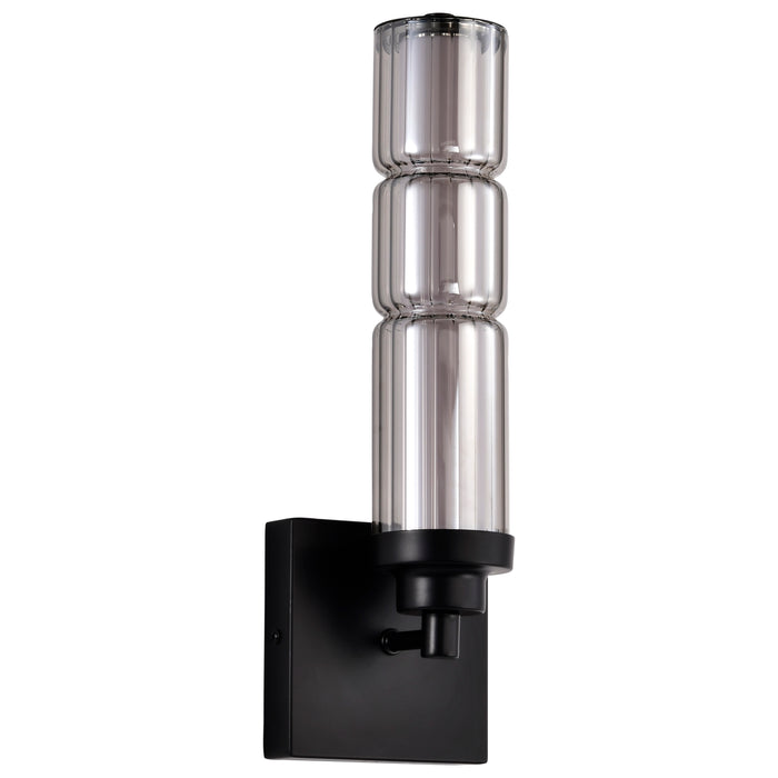 SATCO/NUVO Evander LED Wall Sconce Matte Black Finish Smoked Glass (62-2453)