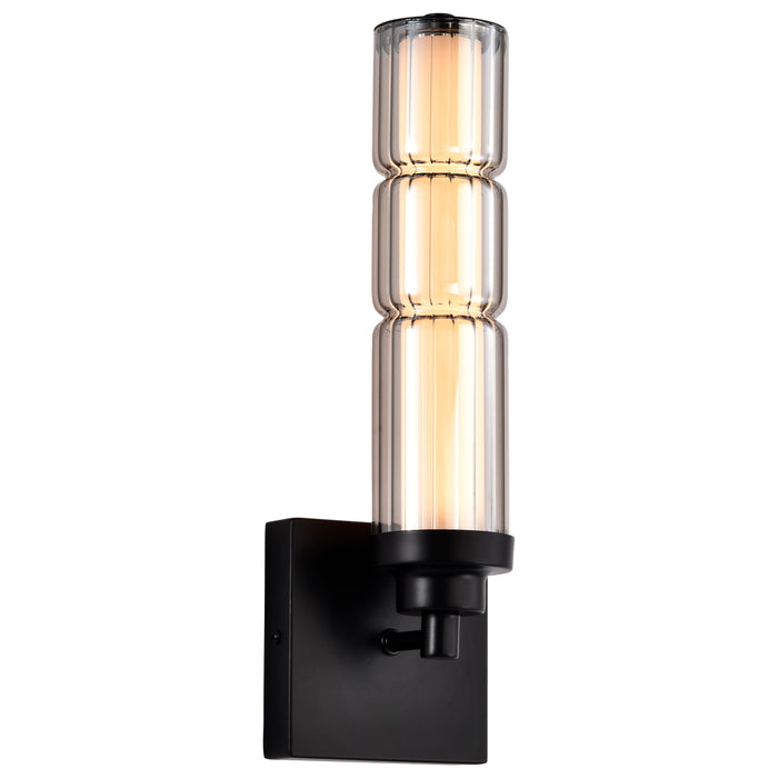 SATCO/NUVO Evander LED Wall Sconce Matte Black Finish Smoked Glass (62-2453)