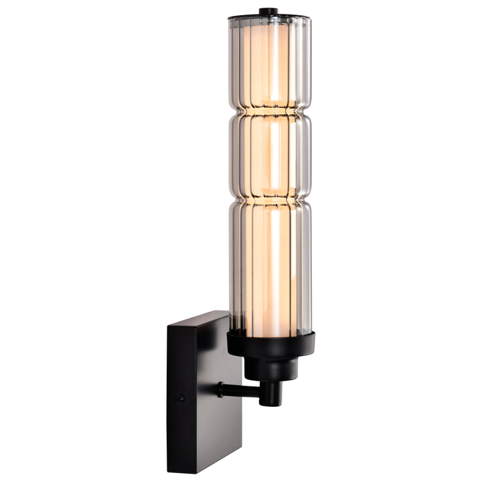 SATCO/NUVO Evander LED Wall Sconce Matte Black Finish Smoked Glass (62-2453)