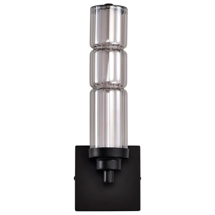 SATCO/NUVO Evander LED Wall Sconce Matte Black Finish Smoked Glass (62-2453)