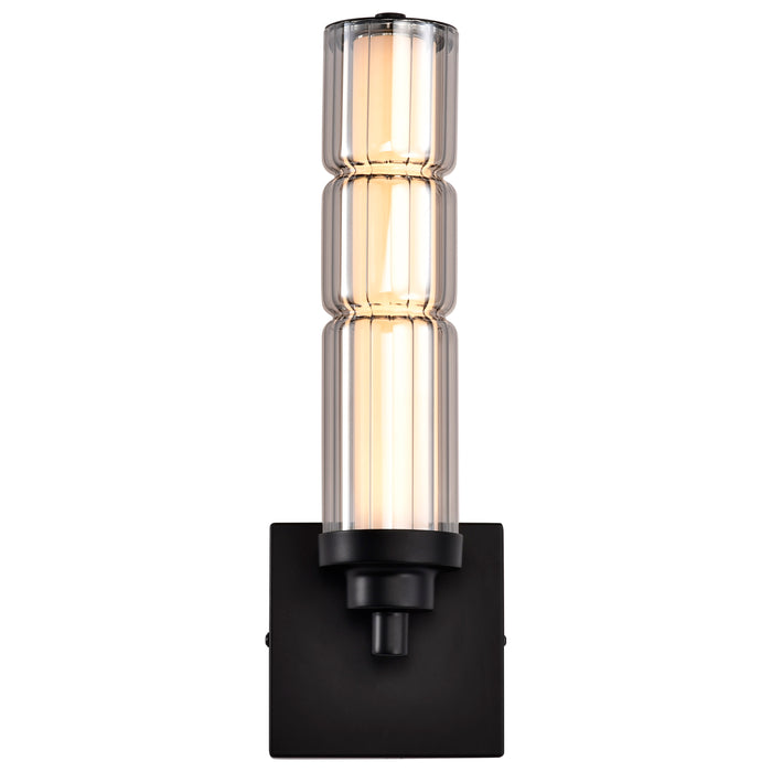 SATCO/NUVO Evander LED Wall Sconce Matte Black Finish Smoked Glass (62-2453)