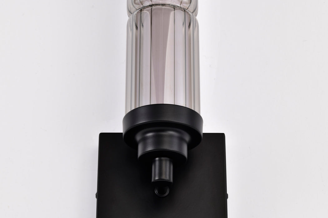 SATCO/NUVO Evander LED Wall Sconce Matte Black Finish Smoked Glass (62-2453)
