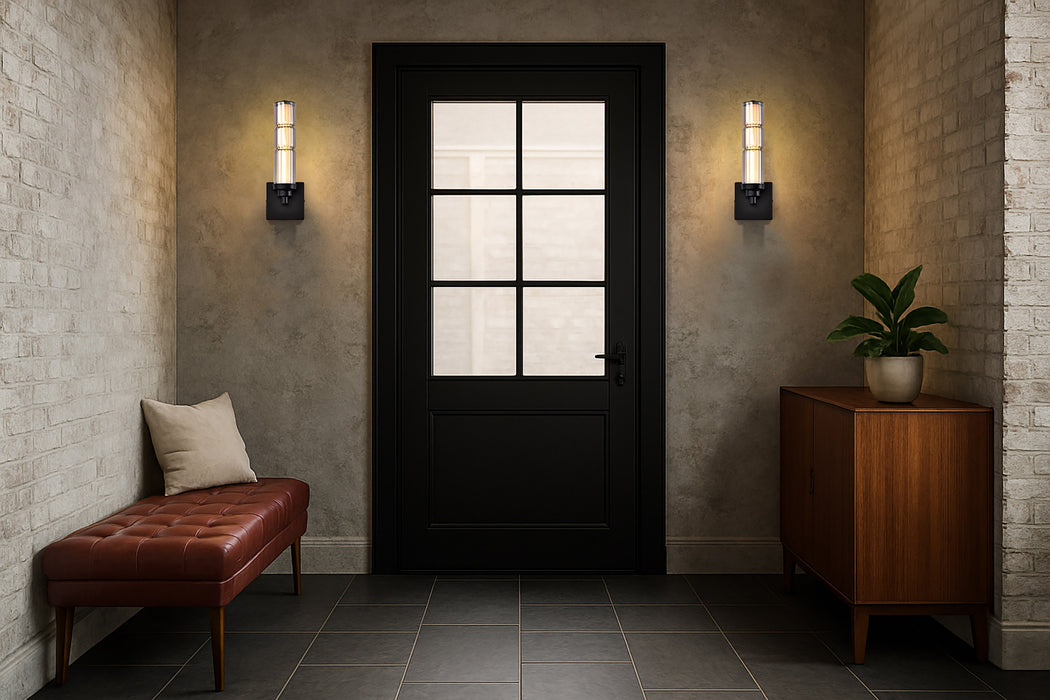 SATCO/NUVO Evander LED Wall Sconce Matte Black Finish Smoked Glass (62-2453)