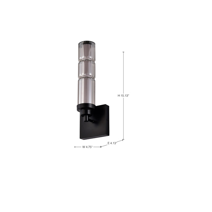 SATCO/NUVO Evander LED Wall Sconce Matte Black Finish Smoked Glass (62-2453)