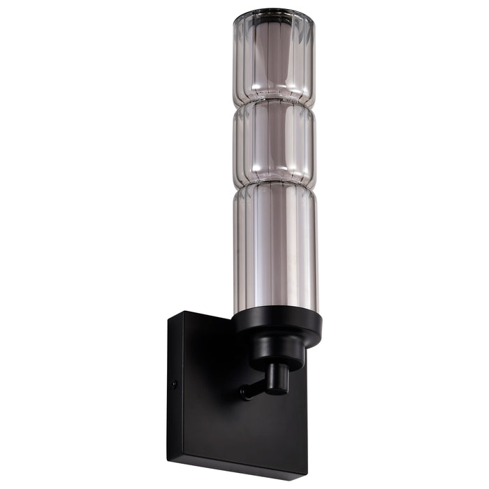 SATCO/NUVO Evander LED Wall Sconce Matte Black Finish Smoked Glass (62-2453)