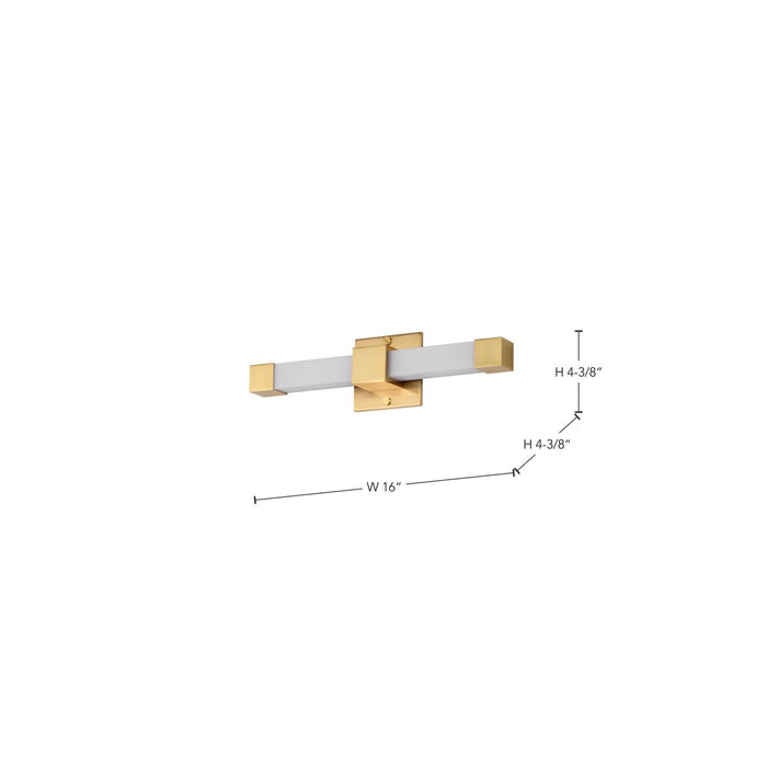 SATCO/NUVO Brightwyn 16 Inch LED Vanity 13W 1100Lm 3000K 90 CRI 120V Brushed Brass Finish (62-2630)
