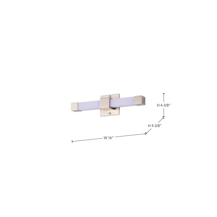 SATCO/NUVO Brightwyn 16 Inch LED Vanity 13W 1100Lm 3000K 90 CRI 120V Brushed Nickel Finish (62-2640)