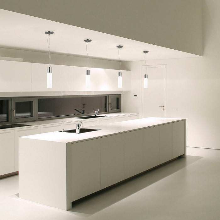 SATCO/NUVO Link 1-Light LED Tube Pendant With White Glass Brushed Nickel Finish (62-2932)