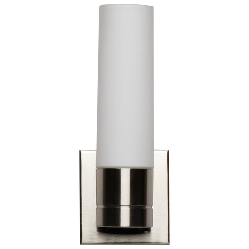 SATCO/NUVO Link 1-Light LED Tube Wall Sconce With White Glass Brushed Nickel Finish (62-2934)