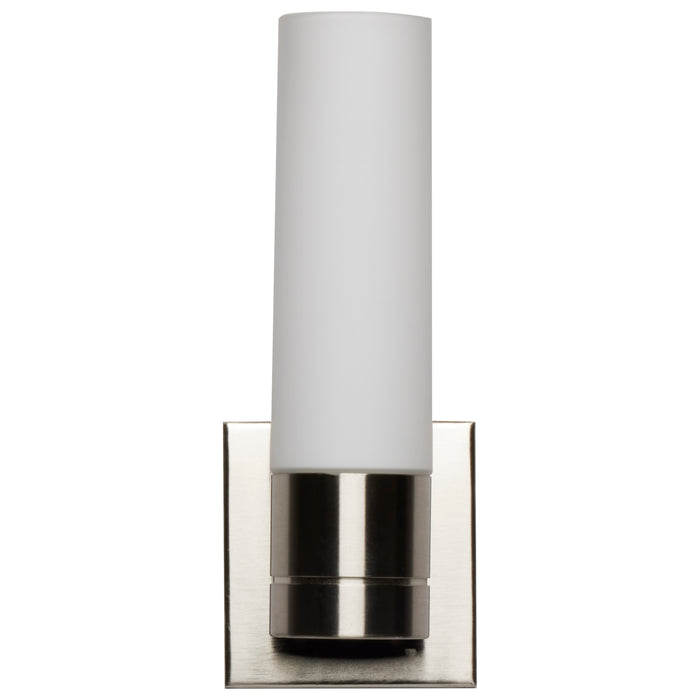 SATCO/NUVO Link 1-Light LED Tube Wall Sconce With White Glass Brushed Nickel Finish (62-2934)