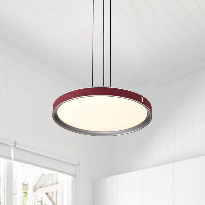 SATCO/NUVO Bandon 20 Inch LED Pendant Gray With Red Wrap Acrylic Lens (62-3011)