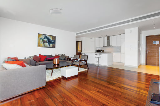 SATCO/NUVO Heather LED Flush Fixture With White Linen Shade (62-525)