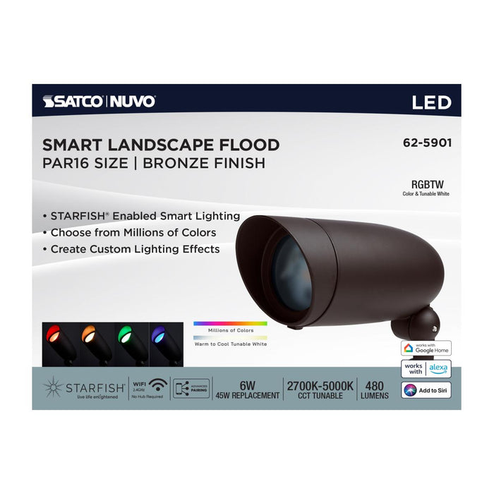SATCO/NUVO 6W LED Landscape Floodlight RGB And 2700K-5000K Tunable White Bronze (62-5901)