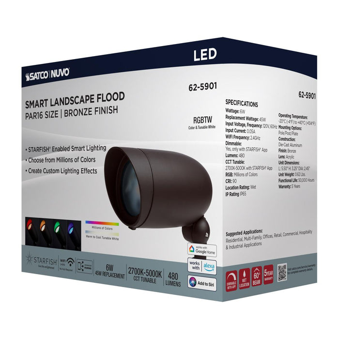 SATCO/NUVO 6W LED Landscape Floodlight RGB And 2700K-5000K Tunable White Bronze (62-5901)