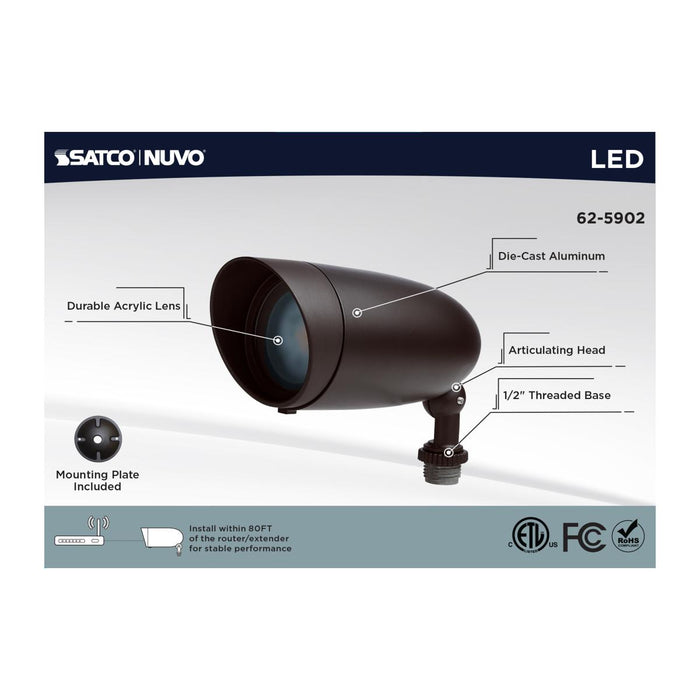 SATCO/NUVO 9W LED Landscape Floodlight RGB And 2700K-5000K Tunable White PAR20 Bronze (62-5902)