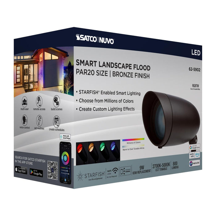 SATCO/NUVO 9W LED Landscape Floodlight RGB And 2700K-5000K Tunable White PAR20 Bronze (62-5902)