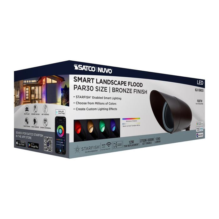 SATCO/NUVO 12W LED Landscape Floodlight RGB And 2700K-5000K Tunable White PAR30 Bronze (62-5903)