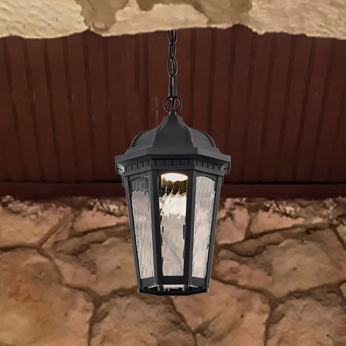 SATCO/NUVO East River Collection 1-Light Outdoor Hanging Fixture LED Smart - Starfish RGBTW CCT Selectable Matte Black Clear Water Glass (62-5944)