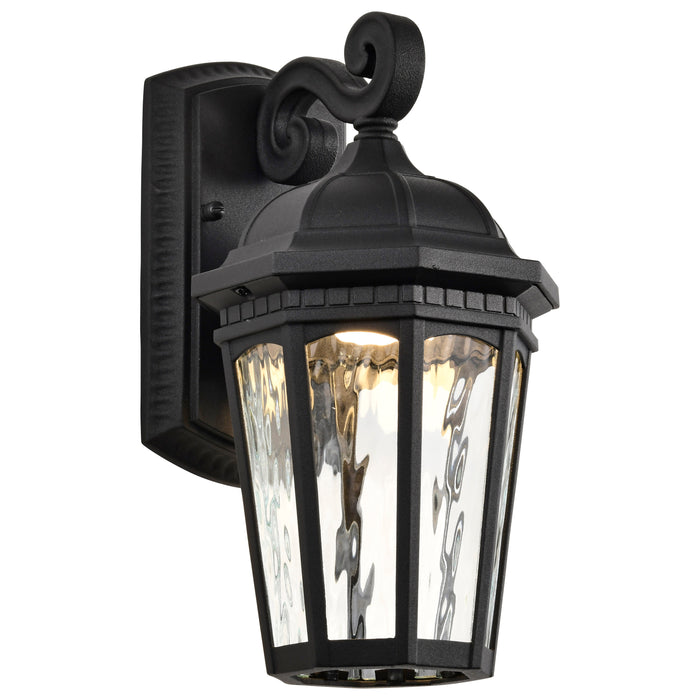 SATCO/NUVO East River Collection 1-Light Outdoor Small Wall Fixture LED Smart - Starfish RGBTW CCT Selectable Matte Black Clear Water Glass (62-5945)