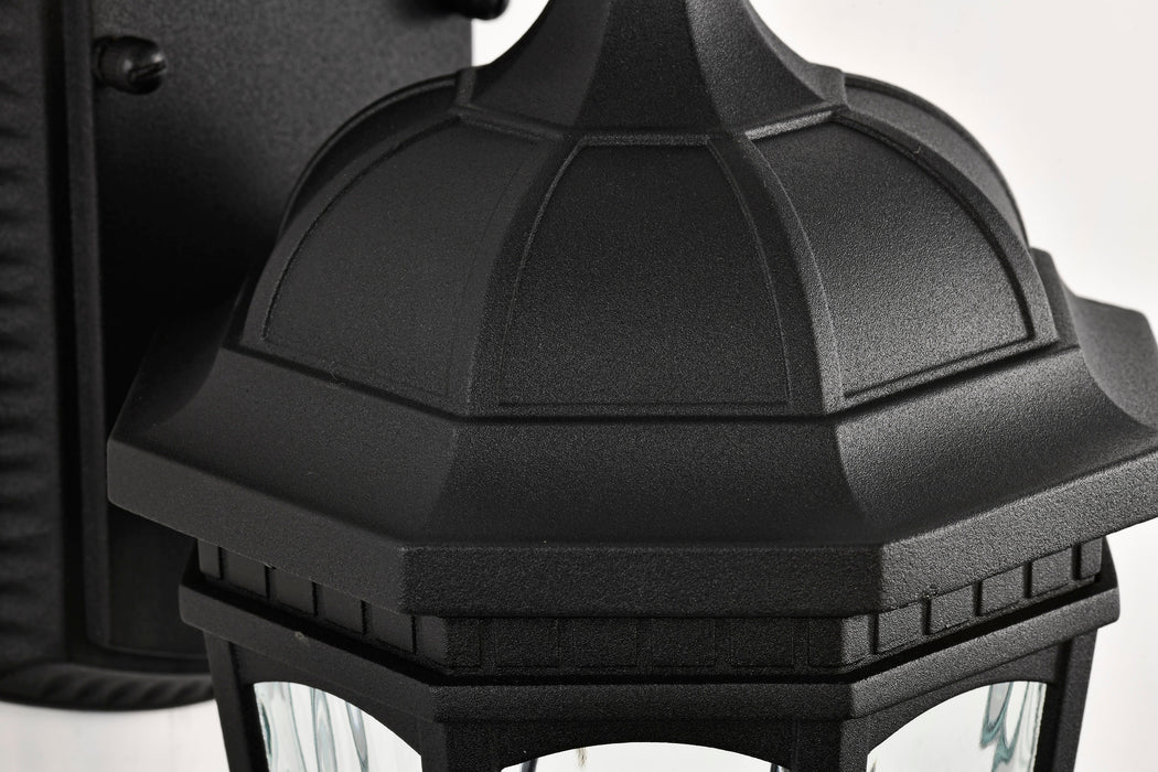 SATCO/NUVO East River Collection 1-Light Outdoor Small Wall Fixture LED Smart - Starfish RGBTW CCT Selectable Matte Black Clear Water Glass (62-5945)