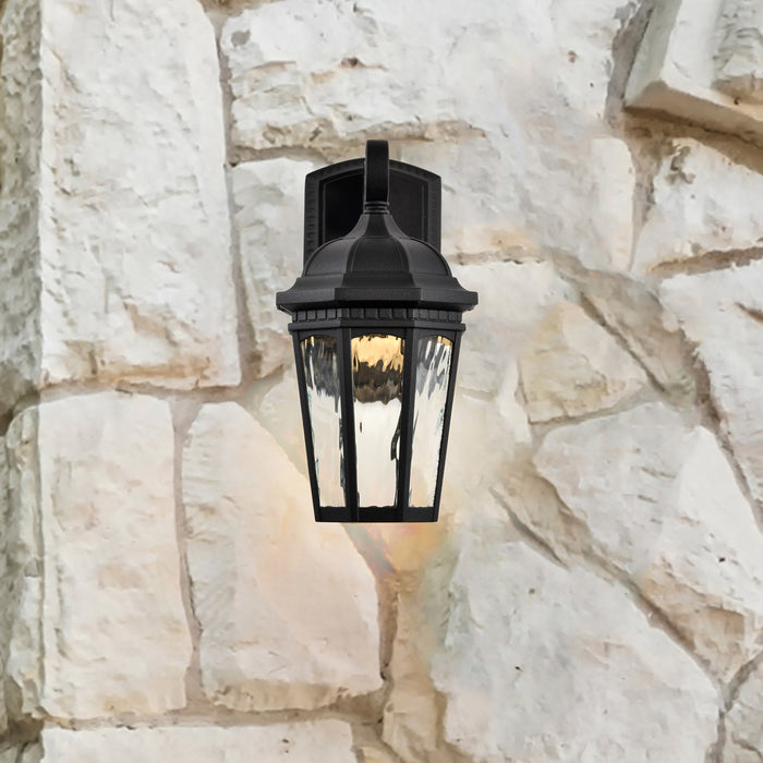 SATCO/NUVO East River Collection 1-Light Outdoor Small Wall Fixture LED Smart - Starfish RGBTW CCT Selectable Matte Black Clear Water Glass (62-5945)