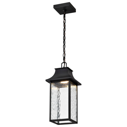 SATCO/NUVO Austen Collection 1-Light Outdoor Hanging Fixture LED Smart - Starfish RGBTW CCT Selectable Matte Black Clear Water Glass (62-5996)
