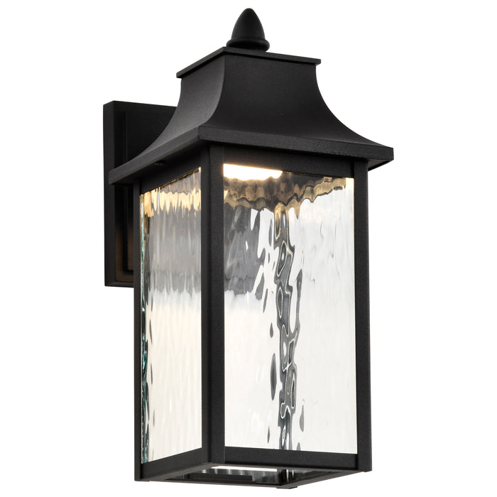 SATCO/NUVO Austen Collection 1-Light Outdoor Small Wall Fixture LED Smart - Starfish RGBTW CCT Selectable Matte Black Clear Water Glass (62-5997)