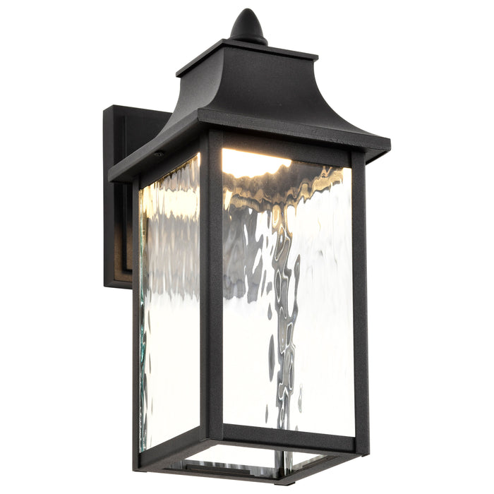 SATCO/NUVO Austen Collection 1-Light Outdoor Small Wall Fixture LED Smart - Starfish RGBTW CCT Selectable Matte Black Clear Water Glass (62-5997)