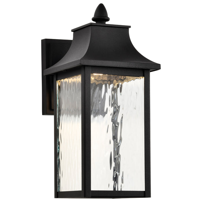 SATCO/NUVO Austen Collection 1-Light Outdoor Small Wall Fixture LED Smart - Starfish RGBTW CCT Selectable Matte Black Clear Water Glass (62-5997)