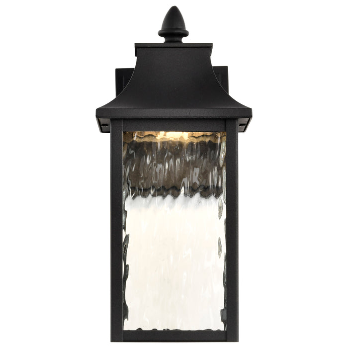 SATCO/NUVO Austen Collection 1-Light Outdoor Small Wall Fixture LED Smart - Starfish RGBTW CCT Selectable Matte Black Clear Water Glass (62-5997)