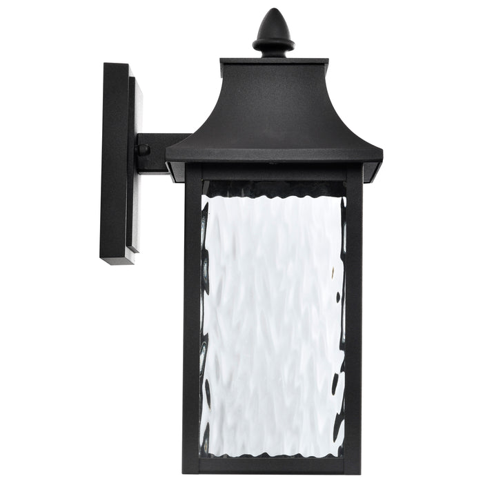 SATCO/NUVO Austen Collection 1-Light Outdoor Small Wall Fixture LED Smart - Starfish RGBTW CCT Selectable Matte Black Clear Water Glass (62-5997)