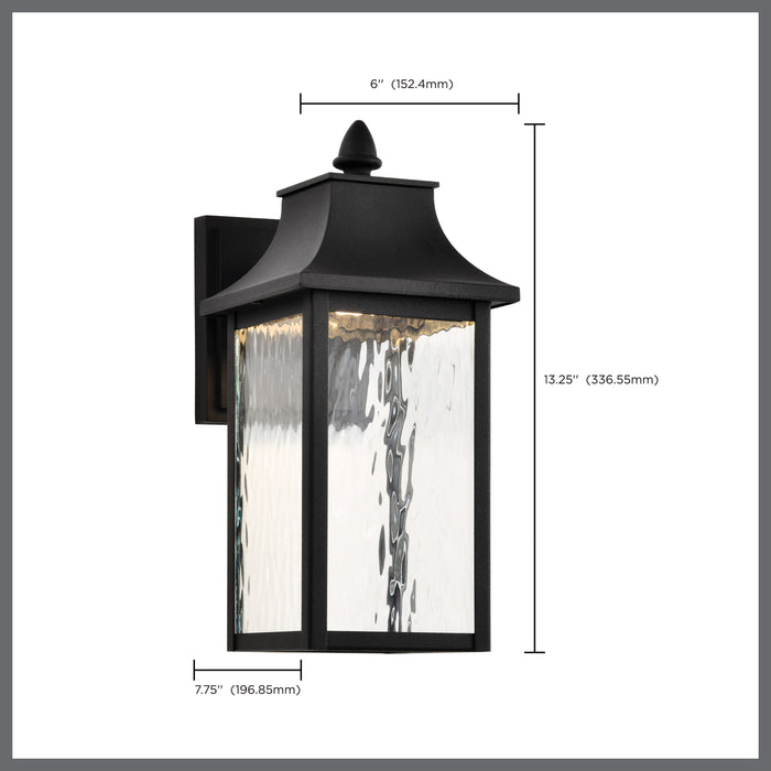 SATCO/NUVO Austen Collection 1-Light Outdoor Small Wall Fixture LED Smart - Starfish RGBTW CCT Selectable Matte Black Clear Water Glass (62-5997)