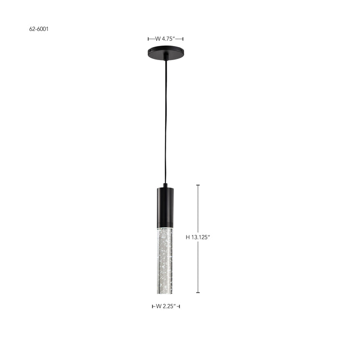 SATCO/NUVO Lacey 2 Inch LED Mini Pendant RGB/Tunable White Starfish Enabled Matte Black With K9 Bubble Crystal (62-6001)