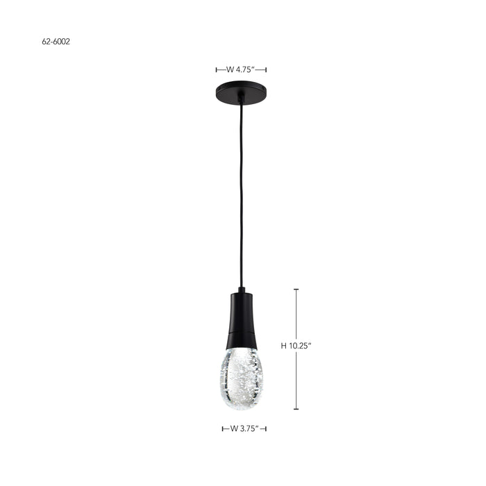 SATCO/NUVO Lacey 4 Inch LED Pendant RGB/Tunable White Starfish Enabled Matte Black With K9 Bubble Crystal (62-6002)