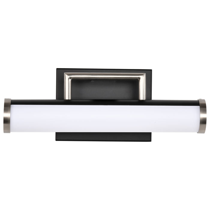 SATCO/NUVO Solano 13W LED Small Vanity 3000K 1040Lm 120V Dimmable Black And Brushed Nickel Finish White Acrylic Lens (62-656)