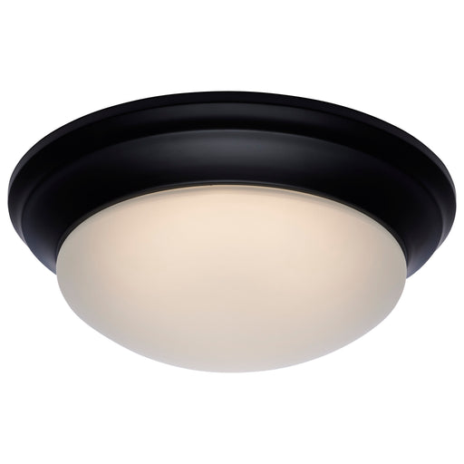 SATCO/NUVO 25W Flush Mount Twist And Lock Fixture LED 14 Inch Matte Black Finish Frosted Glass 2100Lm 3000K 90 CRI (62-689)