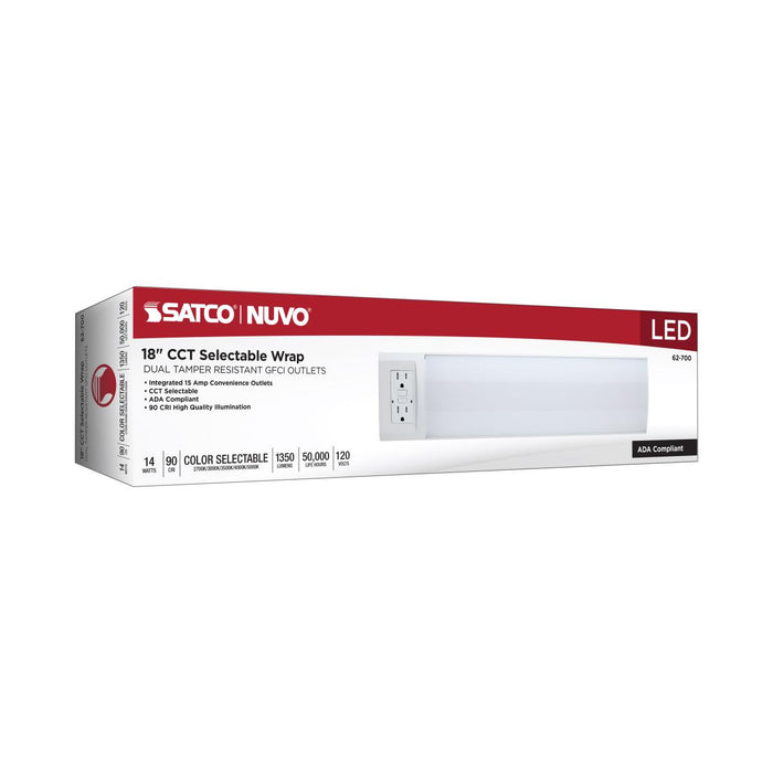 SATCO/NUVO 14W 18 Inch LED Ceiling Wrap Dual GFCI CCT Selectable 2700K/3000K/3500K/4000K/5000K (62-700)