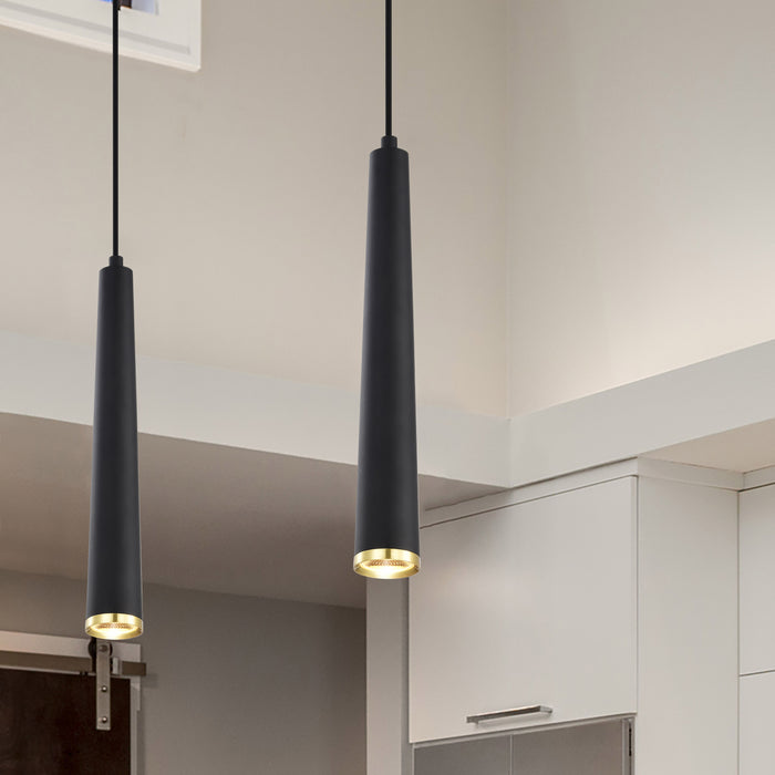 SATCO/NUVO Melrose 12W 16 Inch LED Pendant Matte Black And Brushed Brass Finish (62-828)