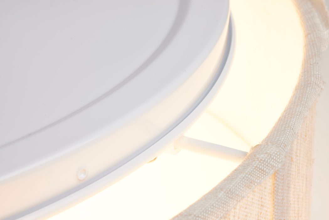 SATCO/NUVO 15 Inch CCT Selectable Fabric Drum LED Decor Flush Mount Fixture Beige Fabric Shade Acrylic Diffuser (62-998)