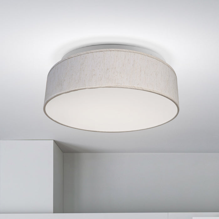 SATCO/NUVO 15 Inch CCT Selectable Fabric Drum LED Decor Flush Mount Fixture Beige Fabric Shade Acrylic Diffuser (62-998)