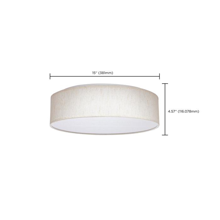 SATCO/NUVO 15 Inch CCT Selectable Fabric Drum LED Decor Flush Mount Fixture Beige Fabric Shade Acrylic Diffuser (62-998)