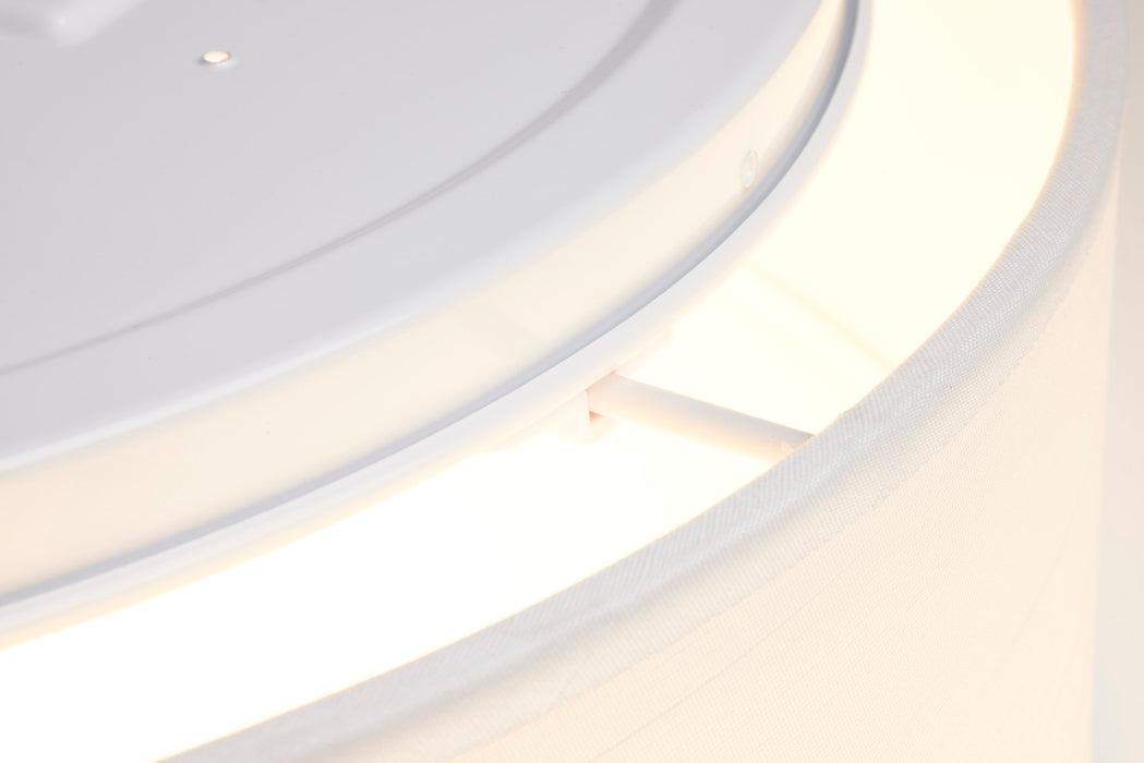 SATCO/NUVO 15 Inch CCT Selectable Fabric Drum LED Decor Flush Mount Fixture White Fabric Shade Acrylic Diffuser (62-999)