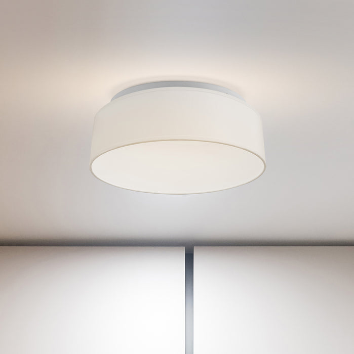 SATCO/NUVO 15 Inch CCT Selectable Fabric Drum LED Decor Flush Mount Fixture White Fabric Shade Acrylic Diffuser (62-999)