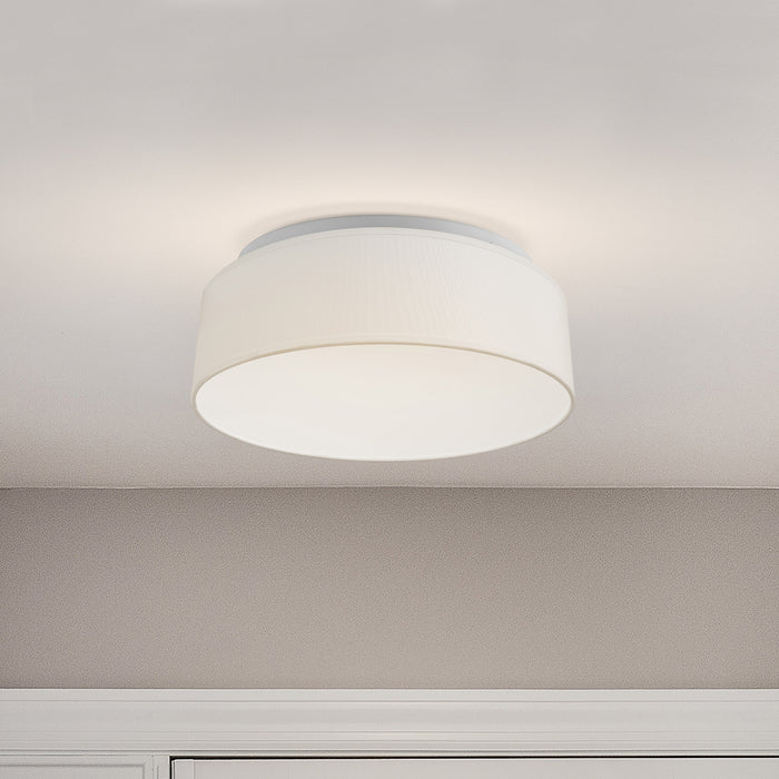 SATCO/NUVO 15 Inch CCT Selectable Fabric Drum LED Decor Flush Mount Fixture White Fabric Shade Acrylic Diffuser (62-999)