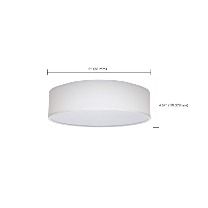 SATCO/NUVO 15 Inch CCT Selectable Fabric Drum LED Decor Flush Mount Fixture White Fabric Shade Acrylic Diffuser (62-999)