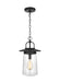 Generation Lighting Tybee One Light Outdoor Pendant Black-Black Cord (6208901-12)