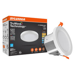Sylvania LEDSLMDNL/4R550/ST9/SC3TW TruWave 4 Inch Slim LED Downlight 550Lm 90 CRI Phase-Cut Dimming CCT Selectable (62883)