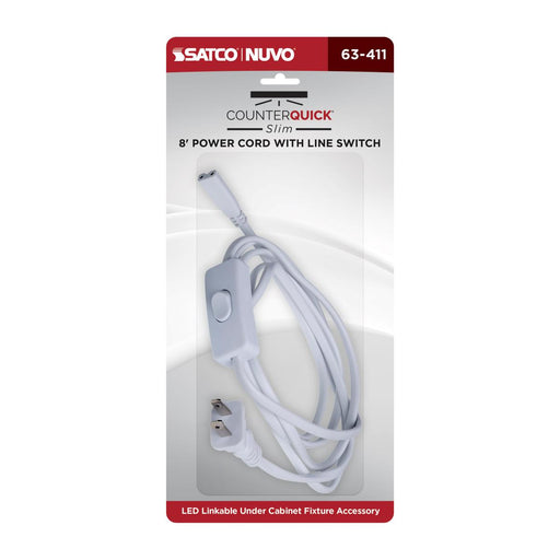 SATCO/NUVO 8-Foot Power Cord Line Switch White Finish (63-411)